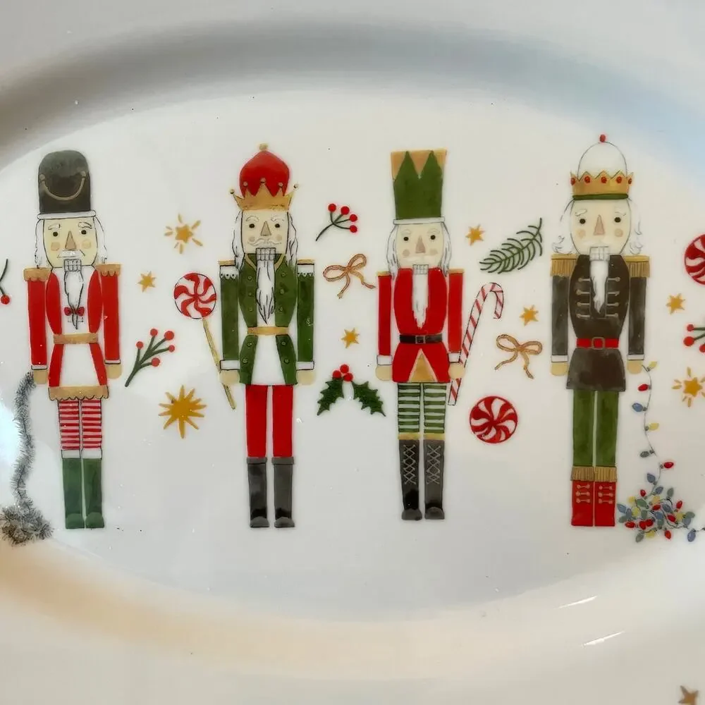 Grace Teaware Fine Porcelain CHRISTMAS NUTCRACKER Serving Platter Tray 10x14 NEW